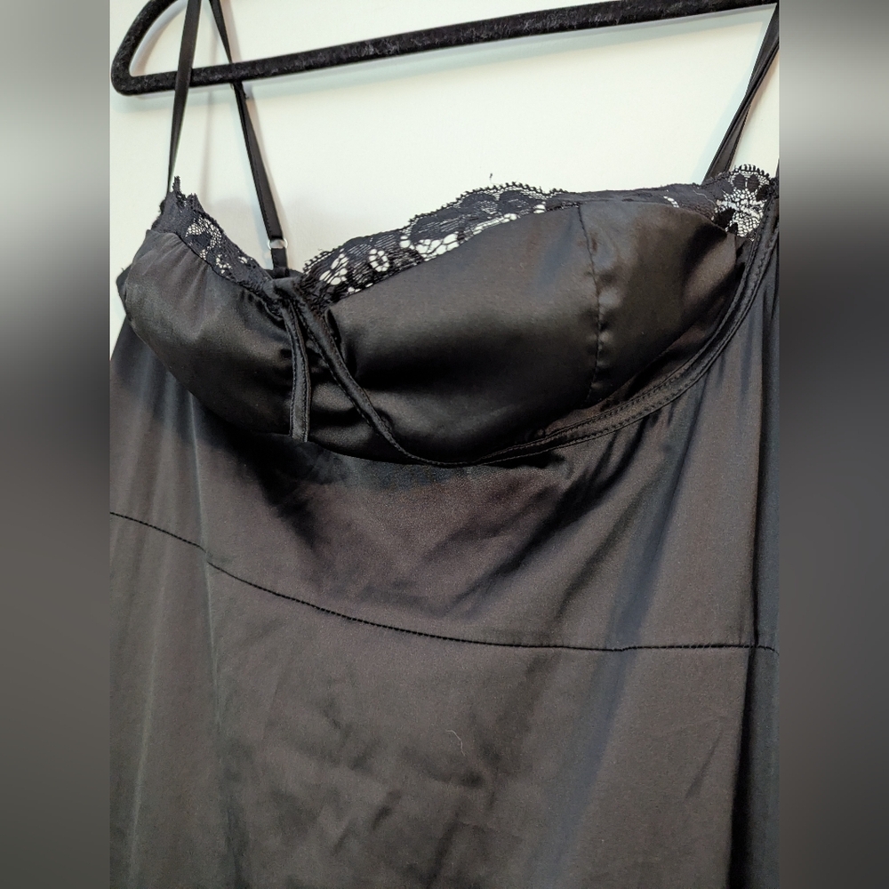 Cider Silk Satin Slip Dress Black Knee Length Size M Fit